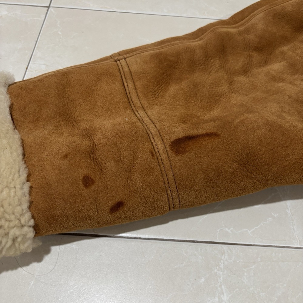 Sandro Paris Fur Leather Brown Winter Coat Lamb BRAND NEW FLAWED Shearling - Picture 12 of 16